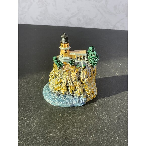 Miniature Lighthouse On Cliff Figurine With Water Base - Picture 1 of 6